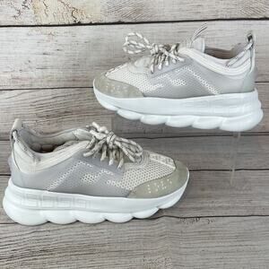 Versace Chain Reaction Mens Sneakers Sz 40 (US 7) White Mesh Rubber Suede